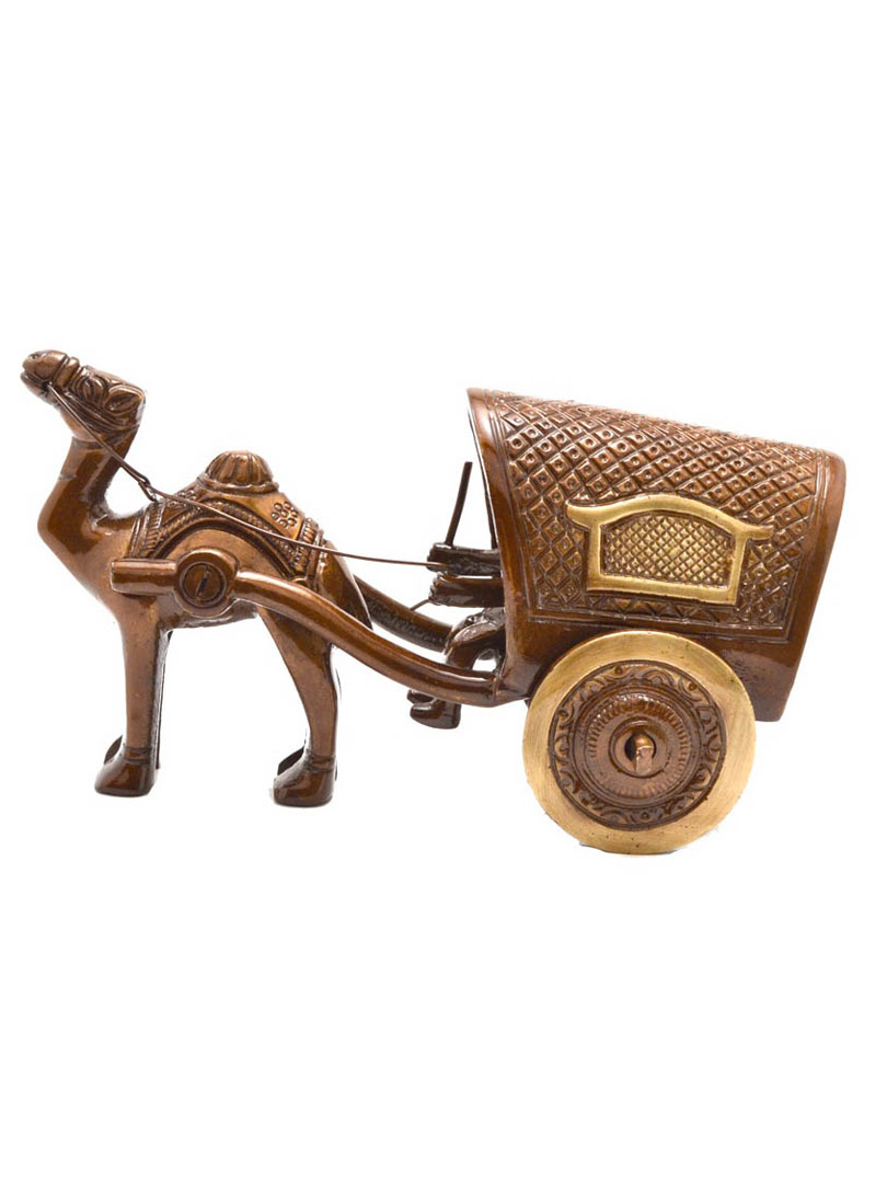 Camel Cart Decorative Brass Statue