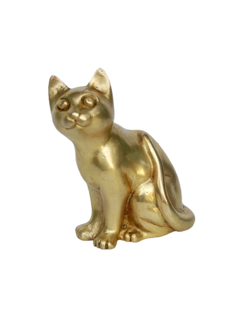 Brass Sitting Cat Statue