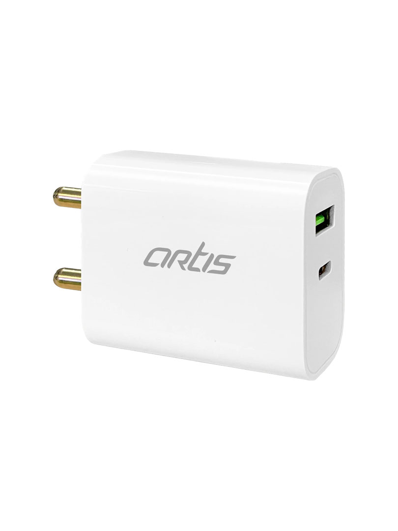 Artis Fast wall charger adapter | 20W QC 3.0 USB & PD Type C | Dual charging ports (UPD100) 