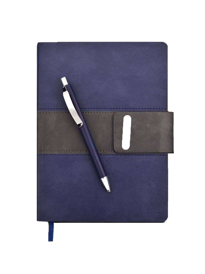 DIARY D168 BLUE GREY COMBINATION NOTEBOOK WITH MAGNETIC FLAP WITH PEN 