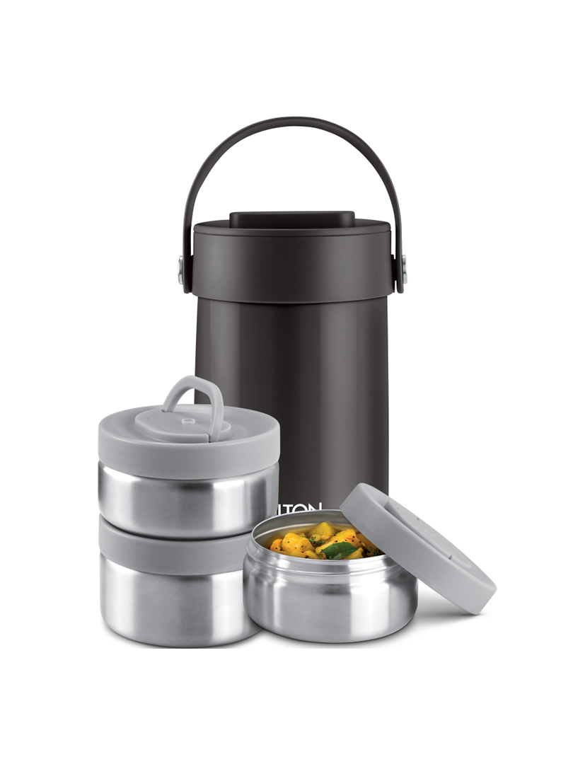 Milton Glamour Thermos steel Stainless Steel Tiffin Box, 3 container