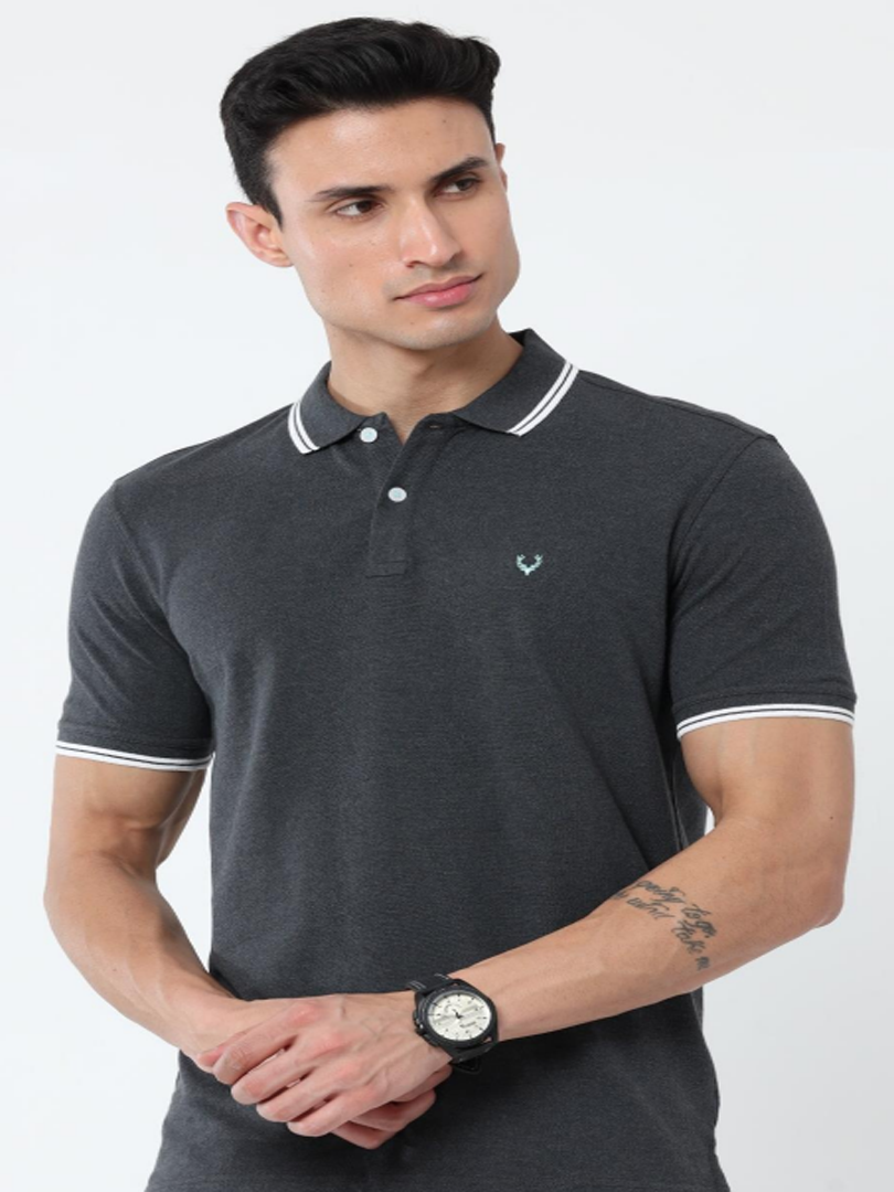 Allen solly Half Sleeves  Regular fit  MEN Anthra Melange