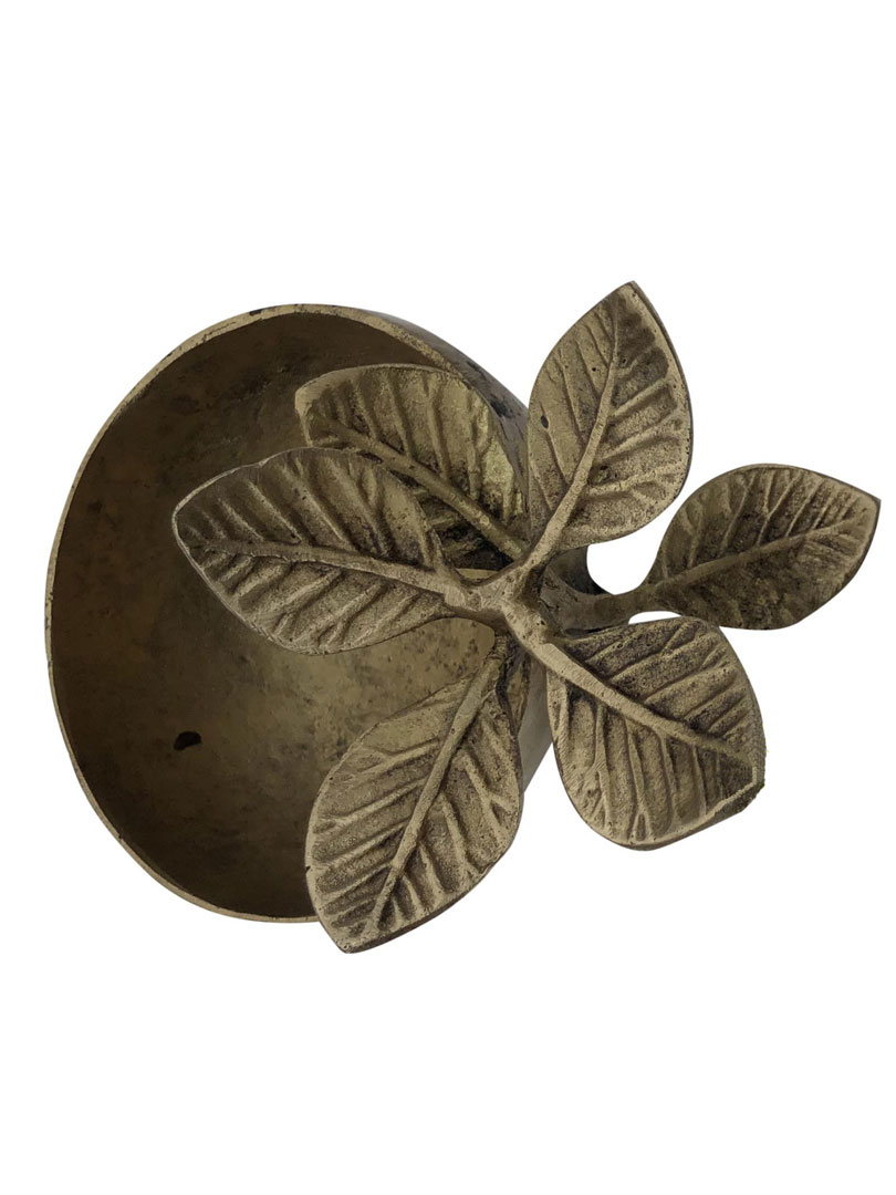 Small bowl dining table top showpiece for all purpuse with leaf metal bronze finish