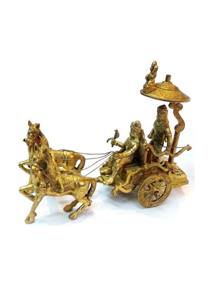 Horse Cart Arjun Rath Made of Brass Metal For Home Decoration