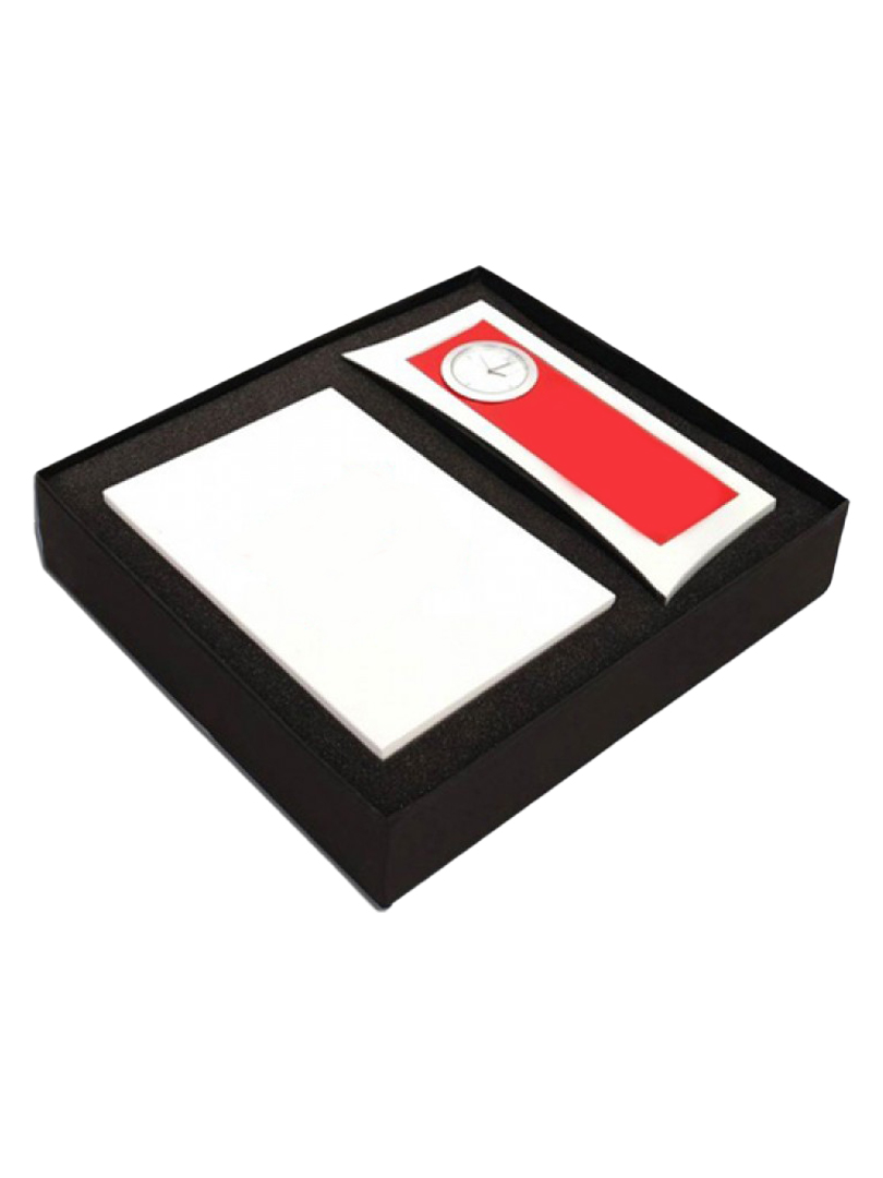 Set of 2: Multifunction clock with A5 notebook in gift box | Branding included MOQ 200 pc