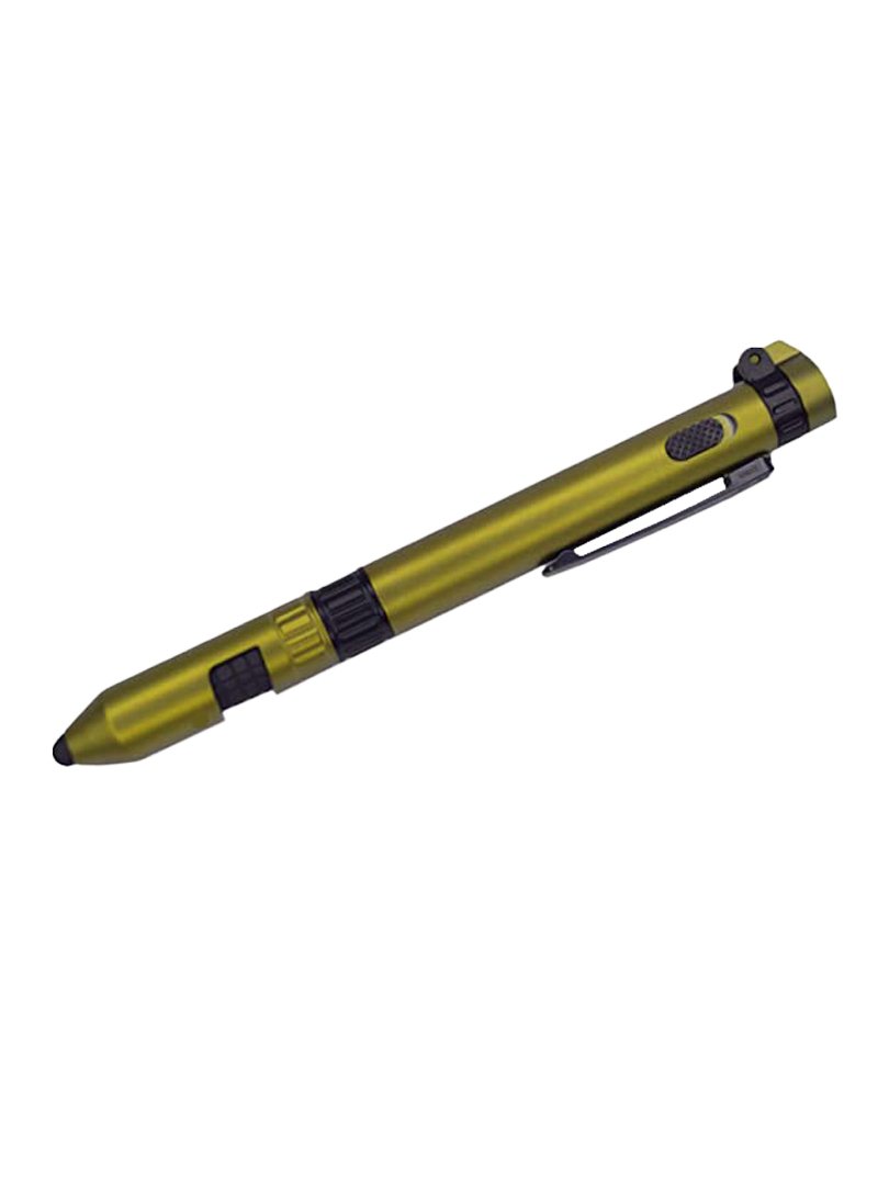 6 in 1 Military pen with compass, torch, tools, phone stand and stylus