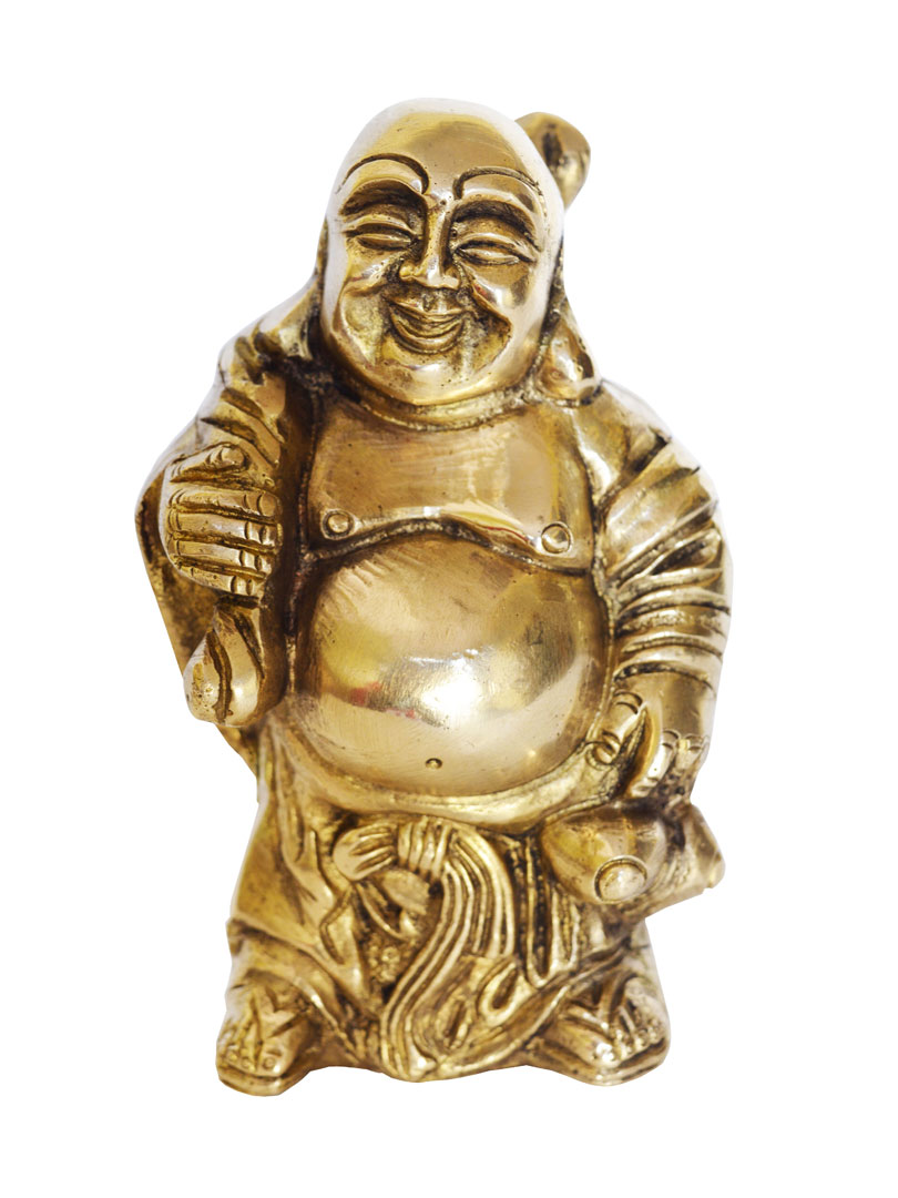 Brass Laughing Buddha Statue Decorative Showpiece Fengshui Gift Item