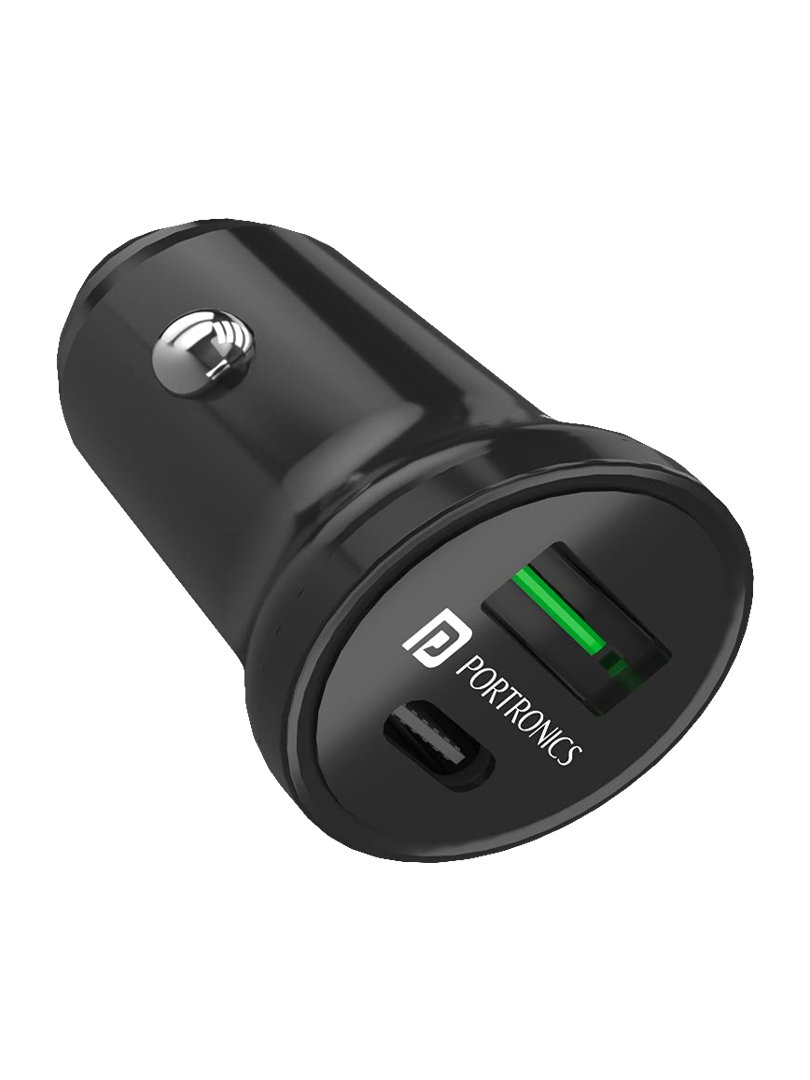 Portronics Car Power Mini Car Charger with Dual Output, Fast Charging  Compatible with All Smartphones