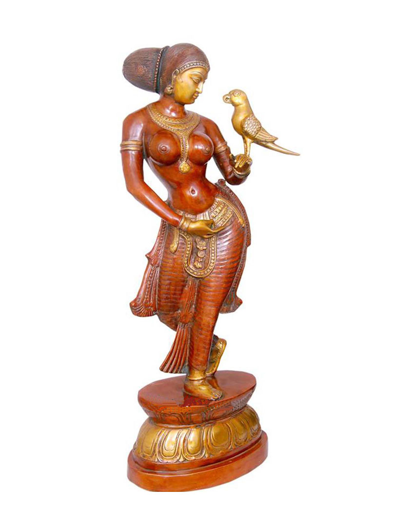 Lady Figure Red Finish Brass Made Sculpture by Aakrati