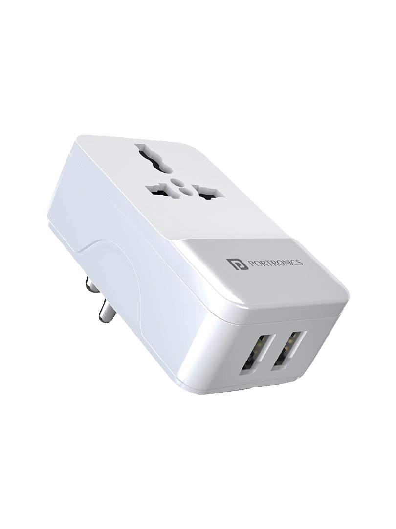 Portronics Adapto III Dual USB Adapter with 1 AC Power