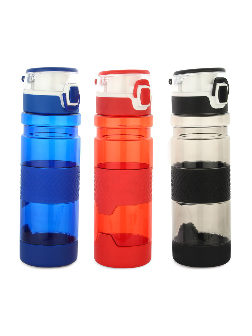 Grip-On: Push button bottle with silicon grip (600ml approx) | Made from Tritan | BPA free