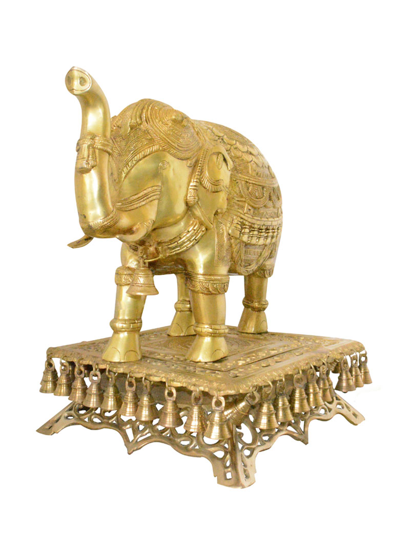 Elephant on brass stand Indian handmade figure