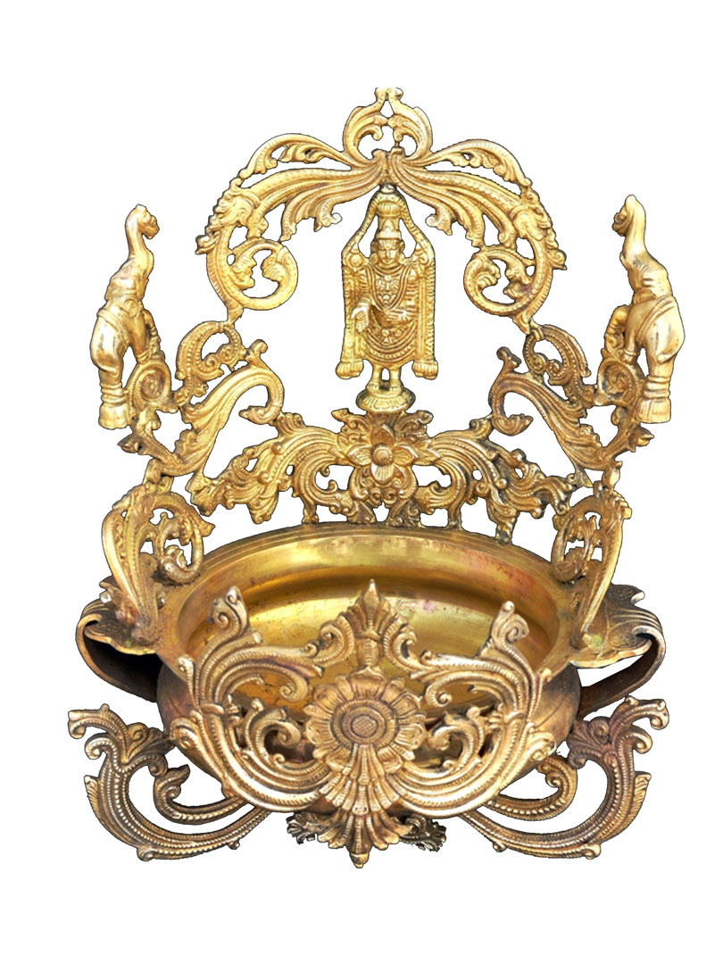 Traditional bowl with Lord Vishnu Decorative Hand Made Brass Metal Urli