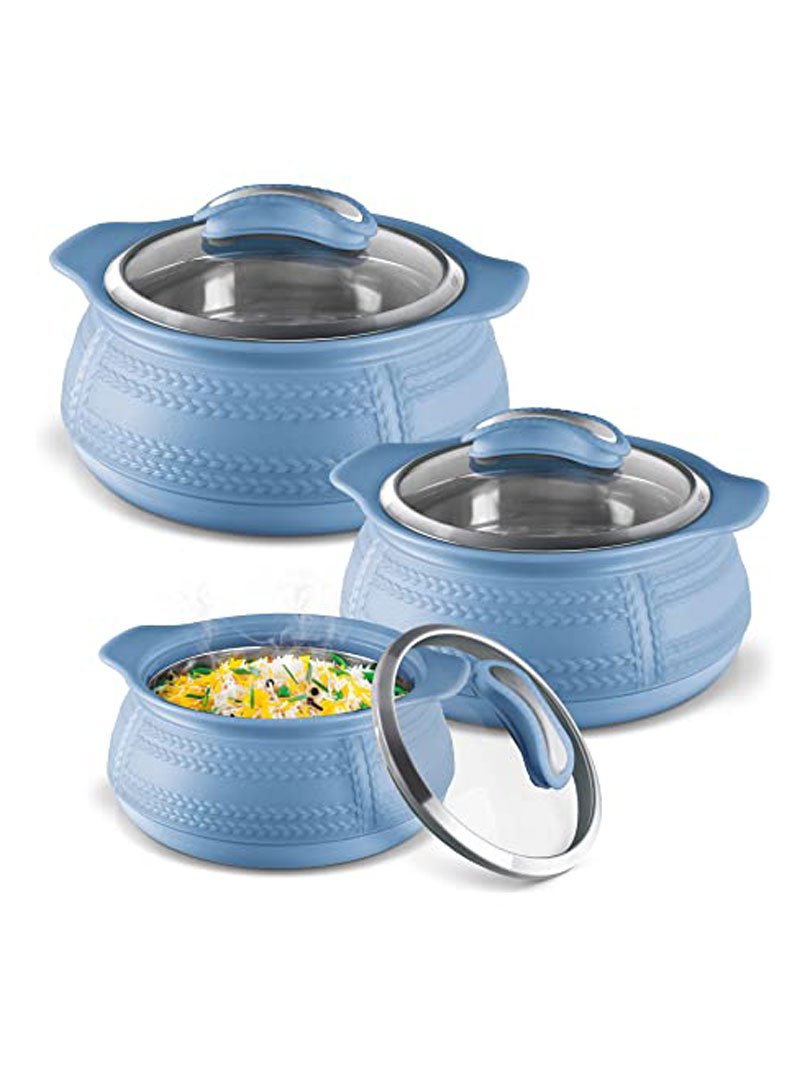 Milton weave  Insulated Inner Stainless Steel Casserole 3 pcs Gift Set (500/1000/1500)