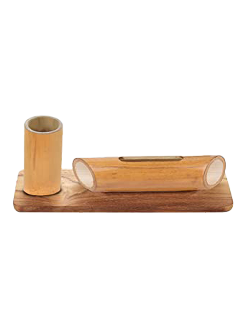 Bamboo Set: Bamboo tumbler with Music Amplifier for Smartphones | Universal Design | Non Gloss Natural finish