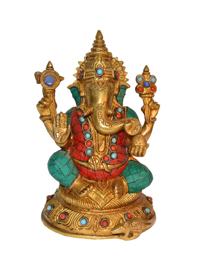 Lord Ganesha Brass Blessing Religious Satue for Prosperity