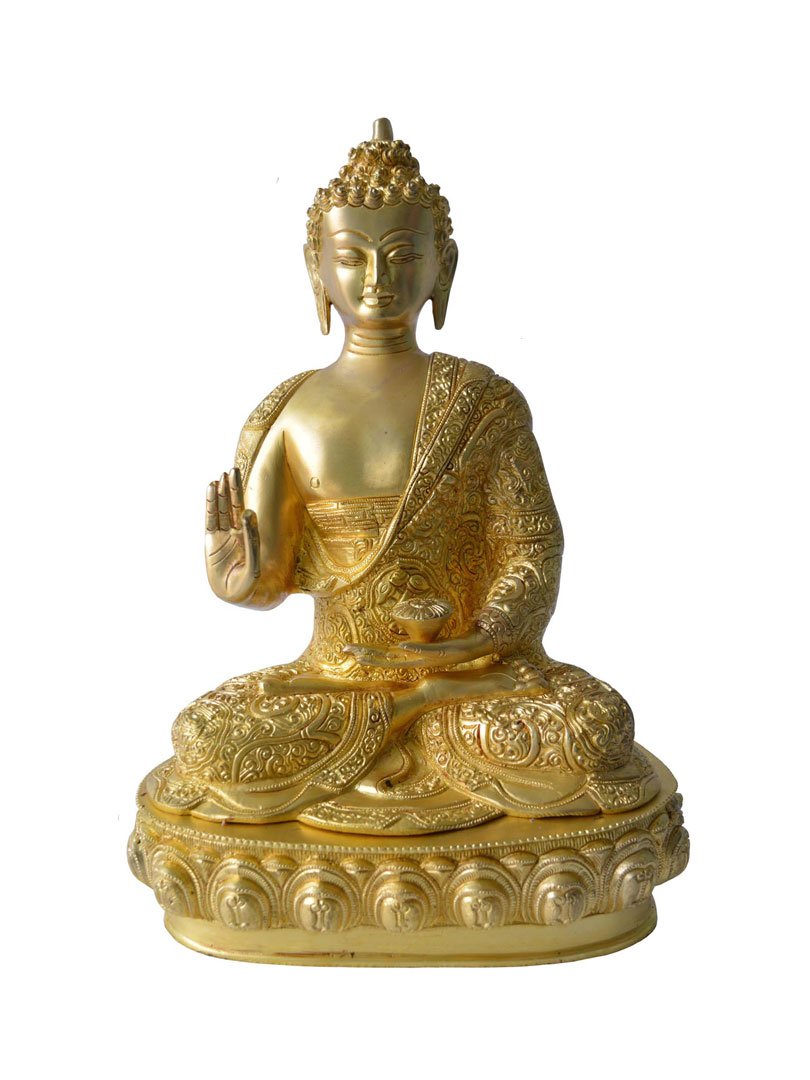 Buddha Statue Hand Carved Brass Metal Showpiece