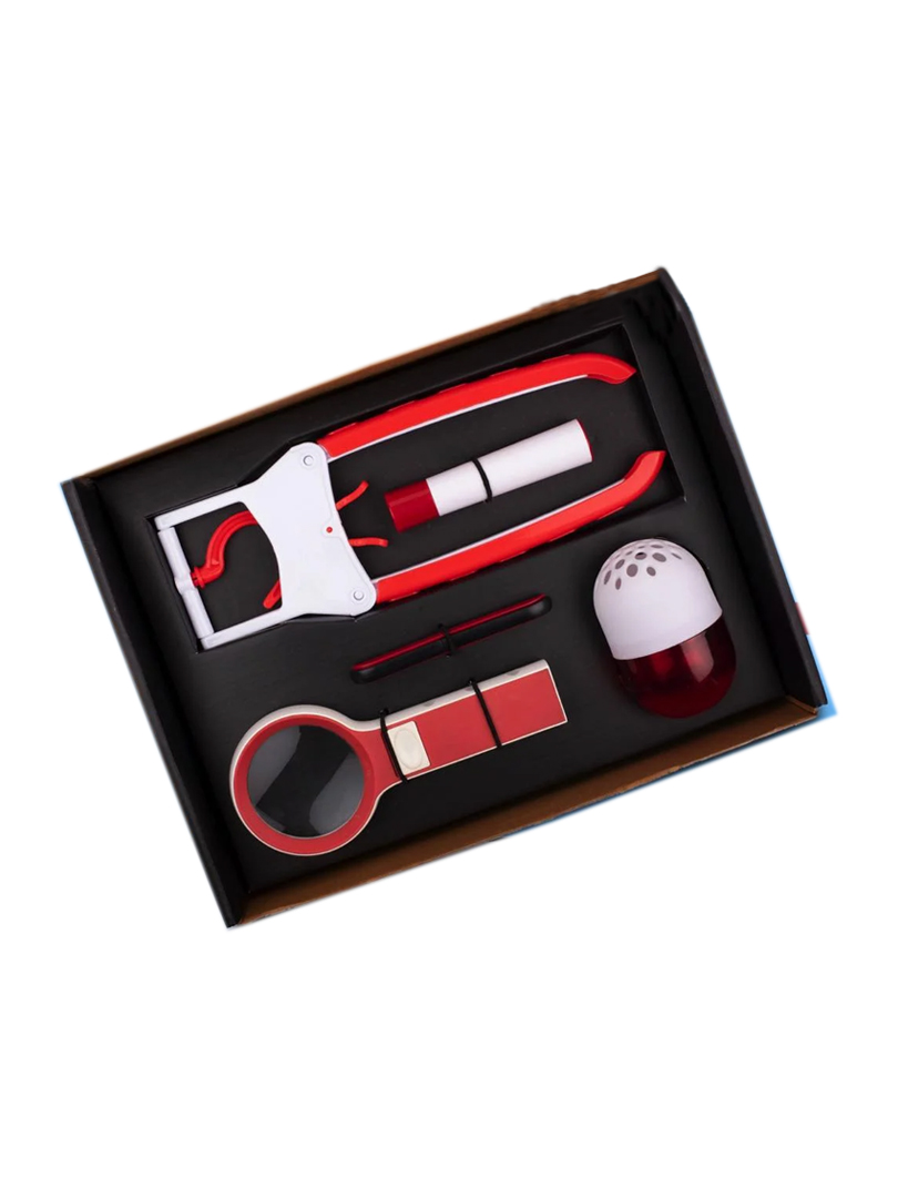 Doctor Magnifier set: Folding Coat hanger, Lint remover, Folding scissors, LED Magnifier, Capsule shape Air freshener | 5 pc set