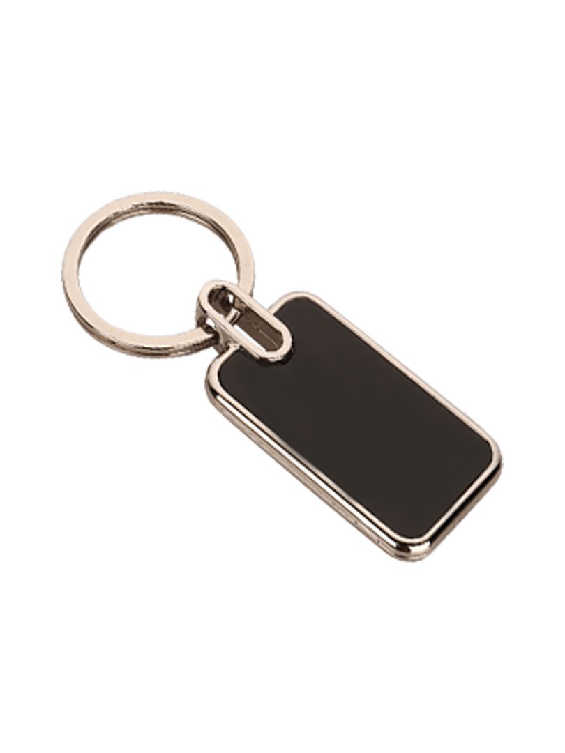 Rectangle metal keychain in Black finish (Double side laser)