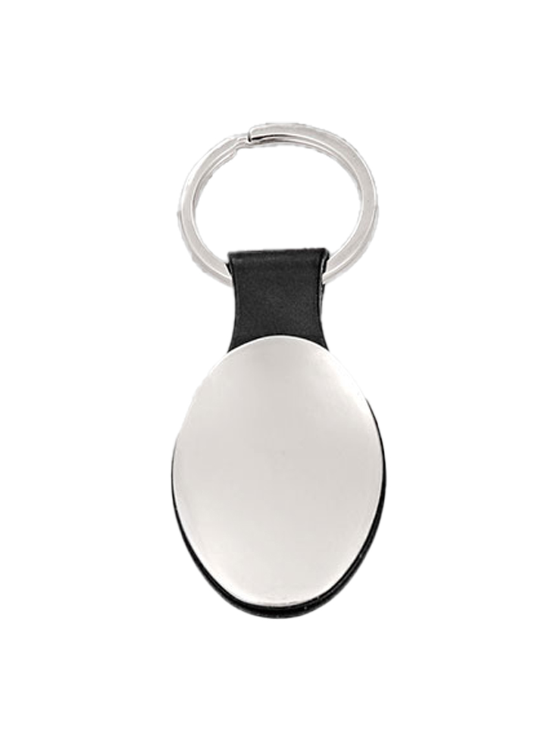 Oval metal / PU keychain