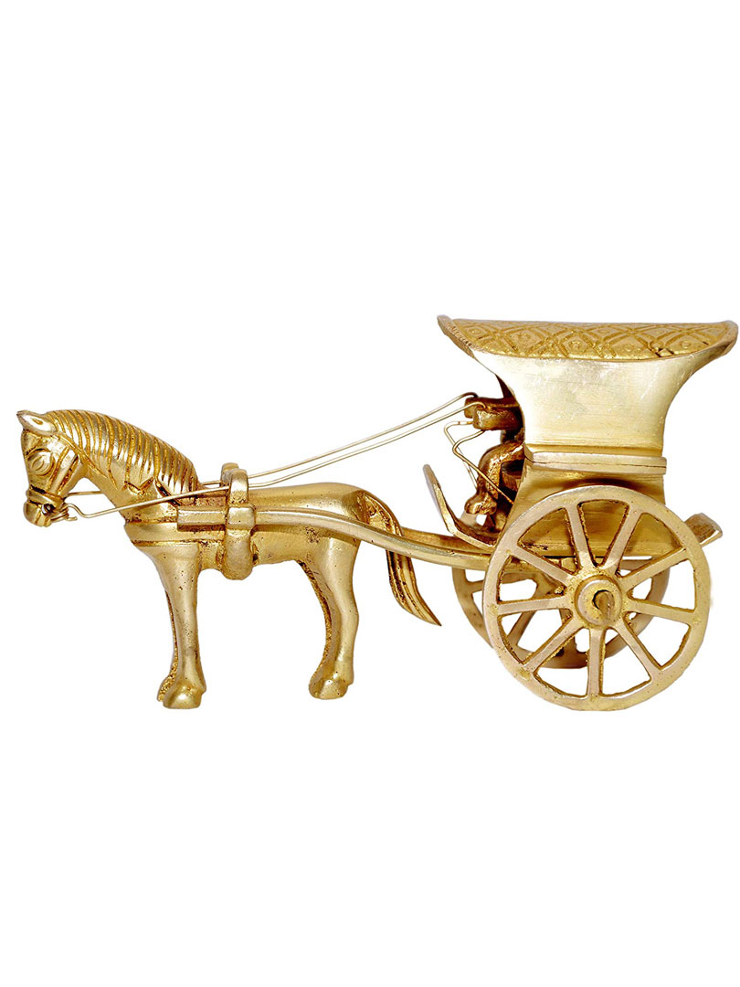 Aakrati Traditional Horse cart Made in Brass with Antique Look - Rare Collection for Gift and Decor