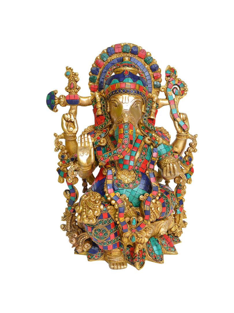 Lord Ganesha Hand Carved Decorative Brass Statue