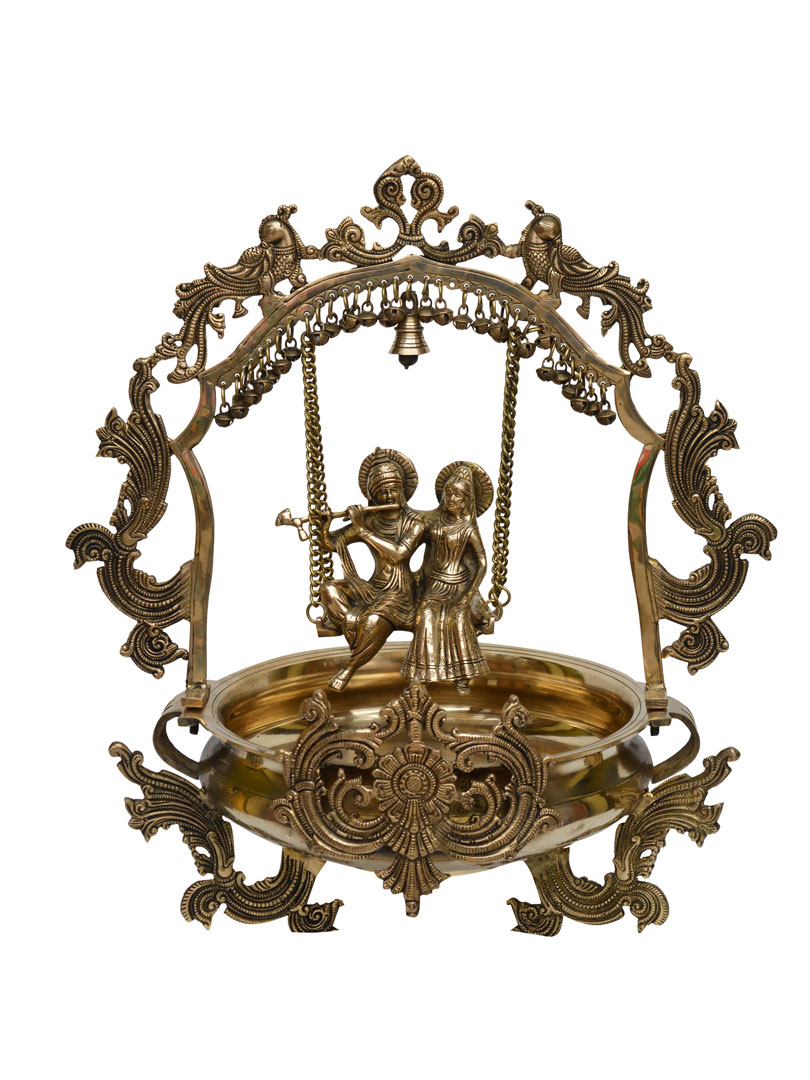 Radha krishna Swing brass urli, Radha krishna Urli, Traditional Bowl, Brass urli, Ethnic design urli,indian brass urli