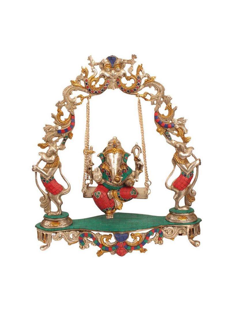 Ganesh Jhula brass Statue decorative work - unique gift showpiece