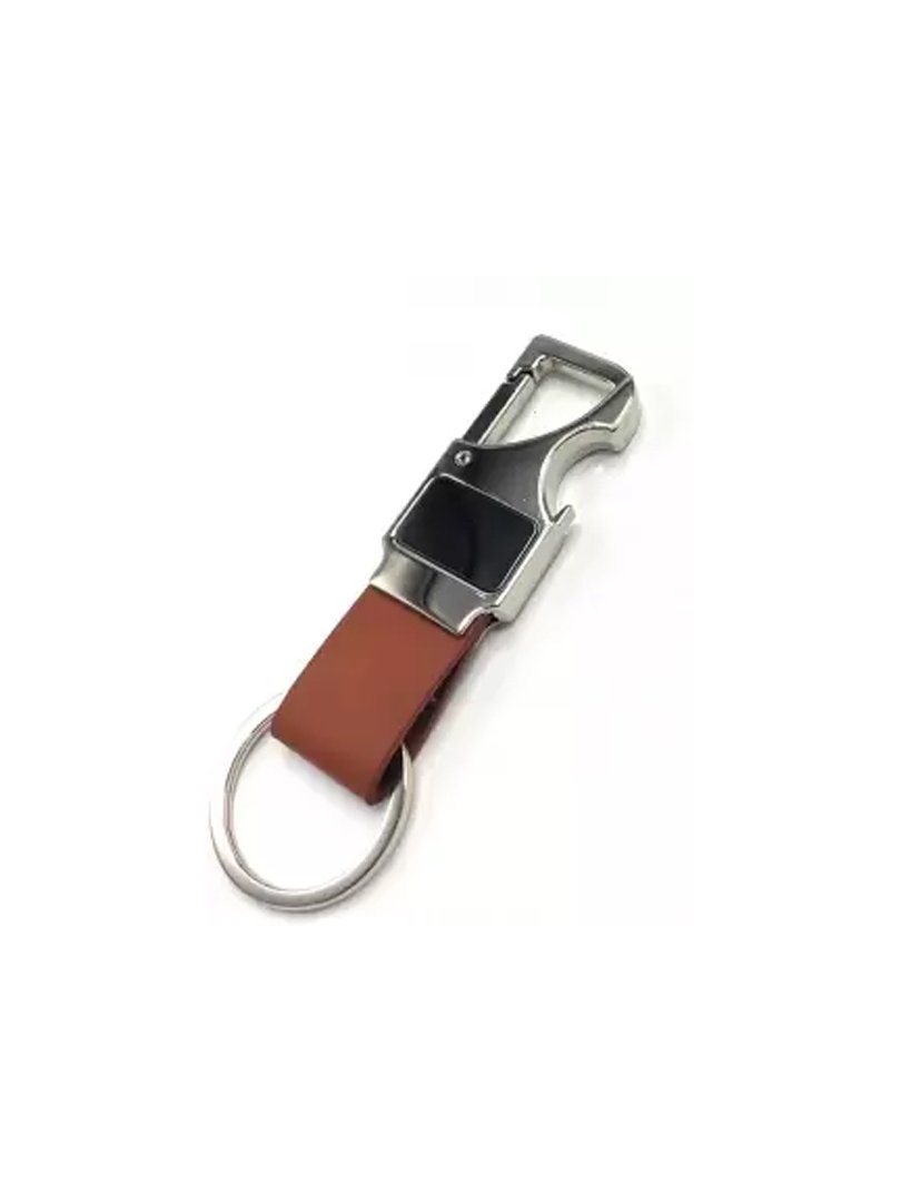 Rectangle hanging metal keychain with Cork strap