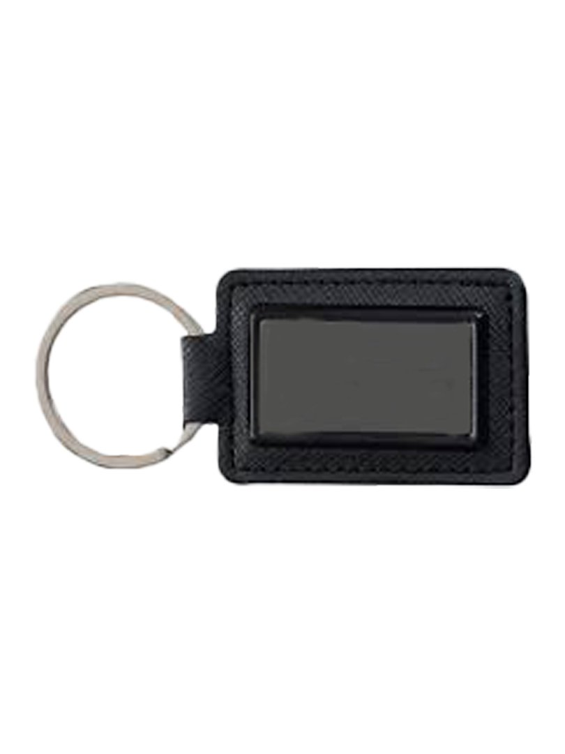 Rectangle metal keychain with PU base (gunmetal finish)