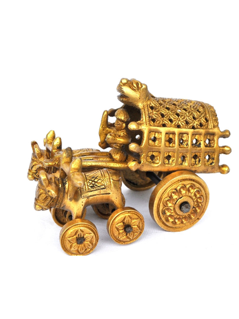 Bullock cart handicraft art ware brass metal statue