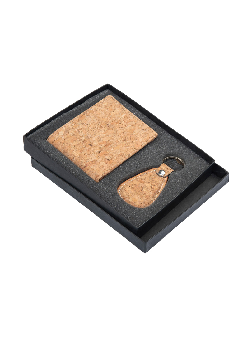 Cork Dual Set: Wallet with Keychain in gift box