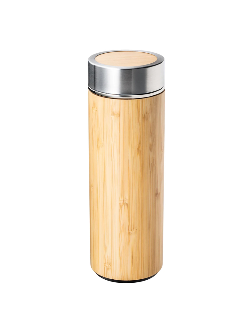 Zen: Stainless steel Bamboo Vacuum flask with Tea Strainer | Capacity 500 ml approx