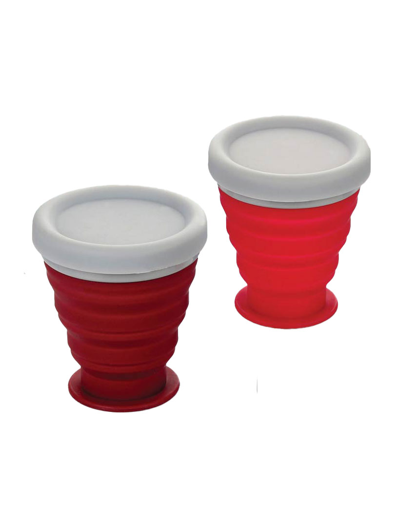 Folding silicon cup with cap (collapsible)