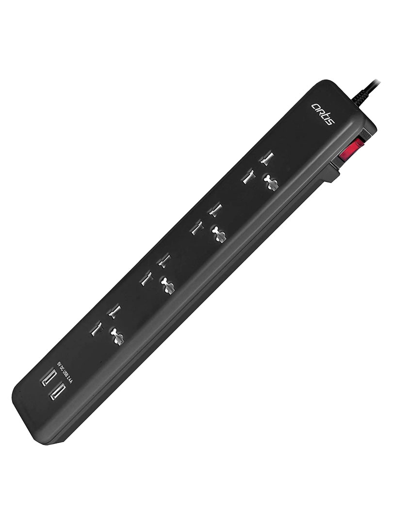 Artis Extension board with surge protecter | 4 sockets and 2 USB ports (AR-4SSU-CB) 